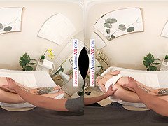 Sage Rabbit gets nailed hard by masseur on massage table in virtual reality POV