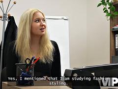 Tussi, Grosser schwanz, Blondine, Europäisch, Hardcore, Büro, Realität, Titten