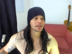 Enthousiasteling, Grote lul, Sperma shot, Homo, Harig, Masturbatie, Alleen, Tatoeage