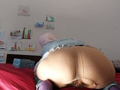 Amateur wife shows off her curves trying on clothes while naked, hairy pussy, and big hooters