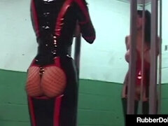 Hot Glossy Gal RubberDoll Cages Busty Sex Megan Jones!