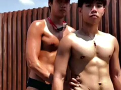 Hot Summer away from the pool having young man together fuck in Thailand