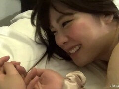 Eastern beauty gives a seductive blowjob in sexy lingerie