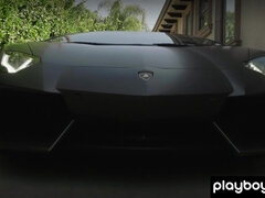 デカパイ, ビキニ, ブロンド, 茶髪の, 巨乳な, 車, 小柄, オッパイの