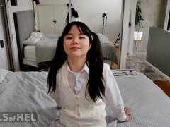 Stepfather cuffs me and teases my young vulva