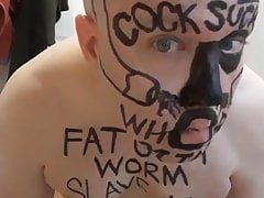 Fat Faggot Slave Worm Posing for SIR