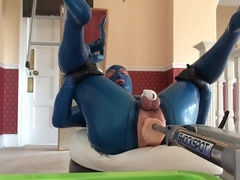 pvcsissy in chastity anal fucking machine 5