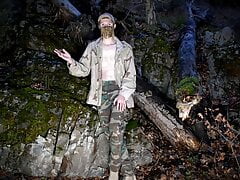 Life update, vlogging about my life changes in the public forest in a sexy military uniform.