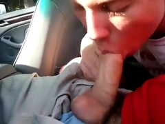 Blowing a friend in the car and he cums in my mouth 12