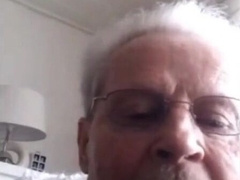 Grandfather Milks on Web cam