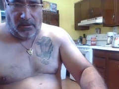 Gay daddy, getting off, hairy man