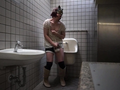 Asian Crossdresser Ayumi Getting Off Public Rest Room 009