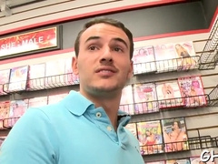 Hot gay kiss through a gloryhole 2