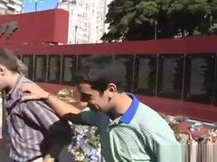 Hot twinks cock bounces while riding dick