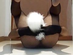 CD sluty slave playing with tail