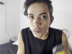 DUDE WITH A HUMUNGOUS MAN SAUSAGE CUTS HIS HAIR AND FINISHES UP UTTER OF MILK