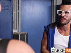 DILF Marco Lorenzo barebacks twink Rob Quin in the locker room