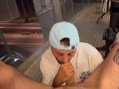 Middle Eastern humungous schlong sucky-sucky on the balcony of 14th floor