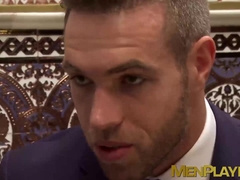 Hardcore anal with two elegant office men in a suit and tie