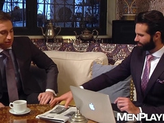 Bearded businessman Dani Robles bends over for anal by Kayden Gray