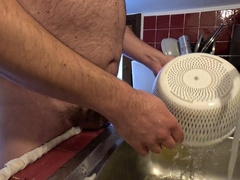 Washing dishes with urinate and supreme jizz shot