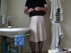 Demurely dressed crossdresser wanking and cumming 11