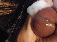 Trying to cum over my long hair