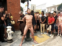 Outdoor screwing and gangbanging for one handsome fellow