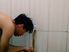 Hilarious gay guy with massive cock shoots a big load