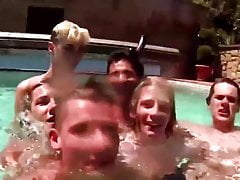 Twink groups sex by the pool