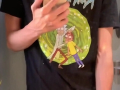 mischievous gay-for-pay stud jizzing in the bus rest room