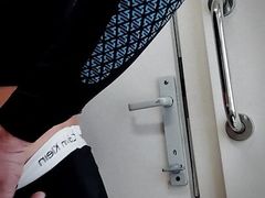 Winter sissy striptease in the train toalet
