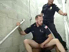 Real bare male cops queer boinking the white cop with some chocolate
