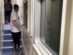 Gave a Blowjob in the Train Toile to a Stranger and Took Cum in His Mouth