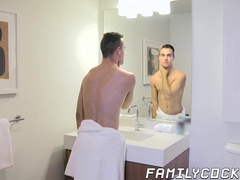 Twink stepson raw fucked after shaving his cute face