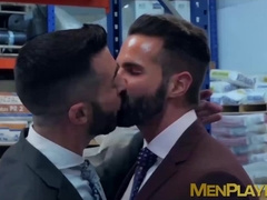 Classy studs go to the warehouse for hardcore analhammering