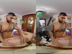 Virtualrealgay video featuring gay Latin hunk Viktor Rom having steamy sex on the couch
