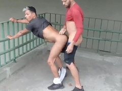 2 well-talented folks on the catwalk, urinating and having excellent fuck-a-thon.