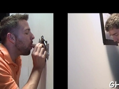 Enjoying gloryhole oral fuck