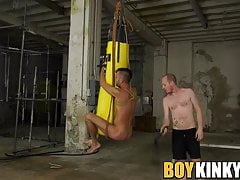 Bound sub slave endures bareback fucking from naughty dom