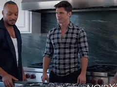 Rich white gay double analled by two black hunky plumbers