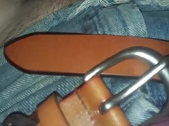 Crossdresser Enjoys To Stroke His Rod While Dressed In A Brief Jeans Micro-Skirt Part two