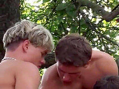 fellow gang Outdoor sex Fun