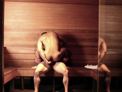 Muscular men share the sauna as their playground for ruthless sex