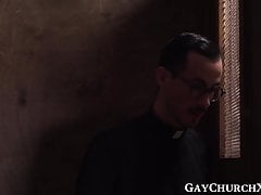Daddy seduces twink into hard forbidden church barebacking