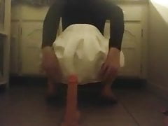 Amateur Sissy Riding Dildo