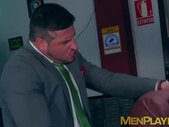 Classy bearded hunk doggystyle fucks man in suit Lukas Daken