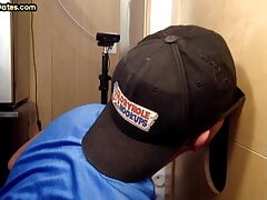 Gloryhole gaydaddy closeup sucks cock and gets cum in mouth