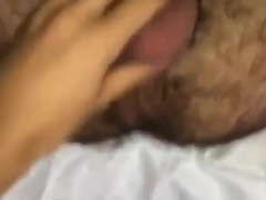 Hairy furry guy strokes and gives handjob to amateur's big cock