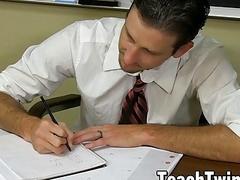 Student twink dildo drilled and pounded